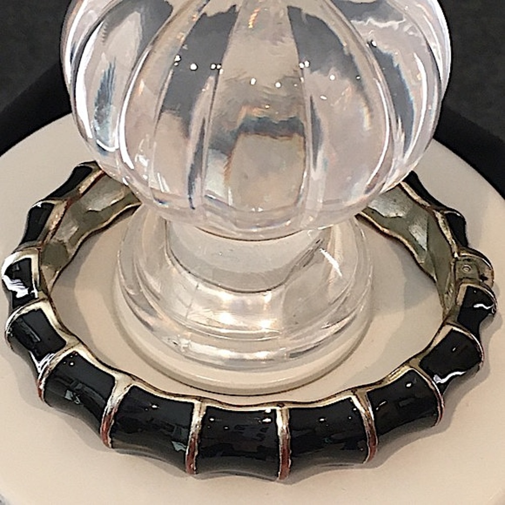 Black & Silver Bamboo Hinged Bracelet.